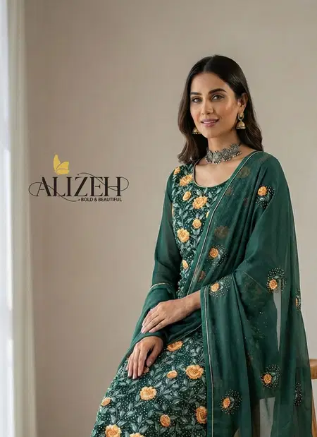 7054 To 7057 By Alizeh Georgette Kurti With Bottom Dupatta Wholesalers In Delhi